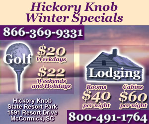 300x250 supercube advertising Hickory Knob's winter golf and lodging specials