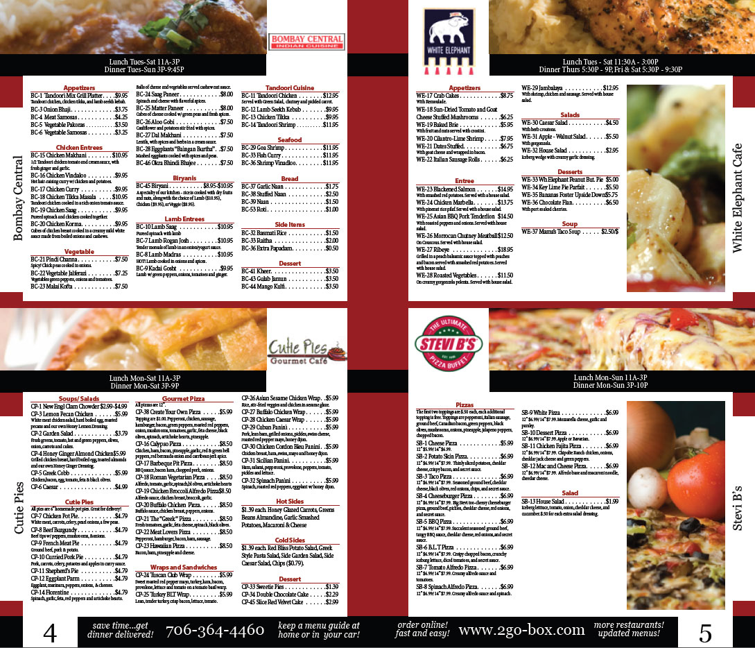 2go-Box Delivery Menu Guide inside pages
