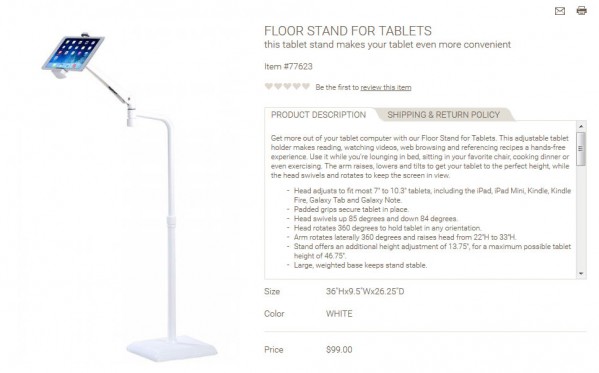 Floor Stand for Tablets product description