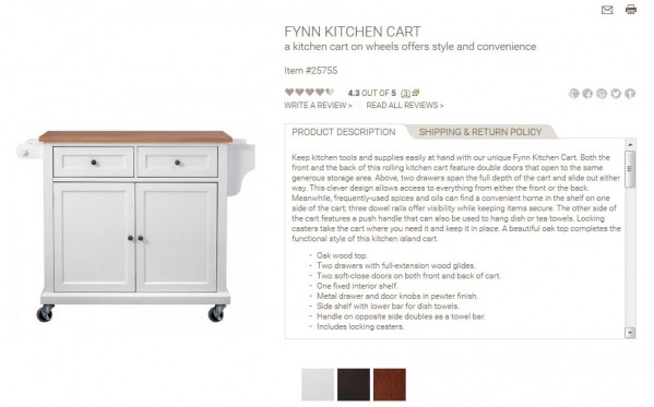 Fynn Kitchen Cart product description
