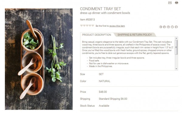 Condiment Tray Set product description
