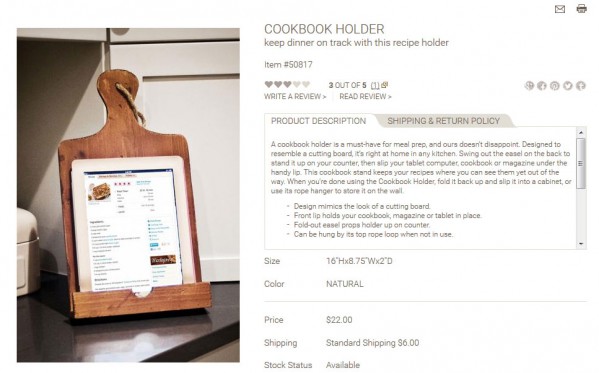 Cookbook Holder product description