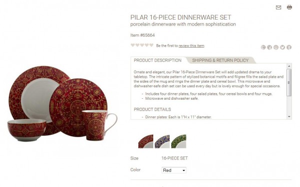 Pilar 16-Piece Dinnerware Set product description