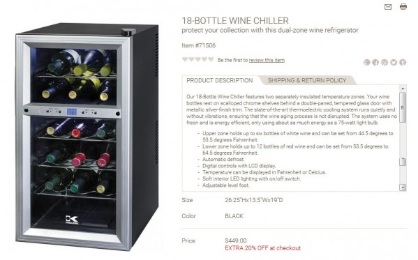 18-Bottle Wine Chiller product description