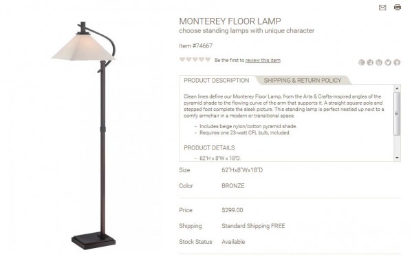 Monterey Floor Lamp product description