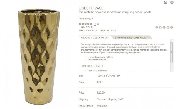 Lisbeth Vase product description